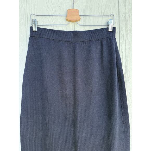 ST. JOHN classic Santana knit deep navy blue full length midi maxi stretch skirt - Picture 4 of 8